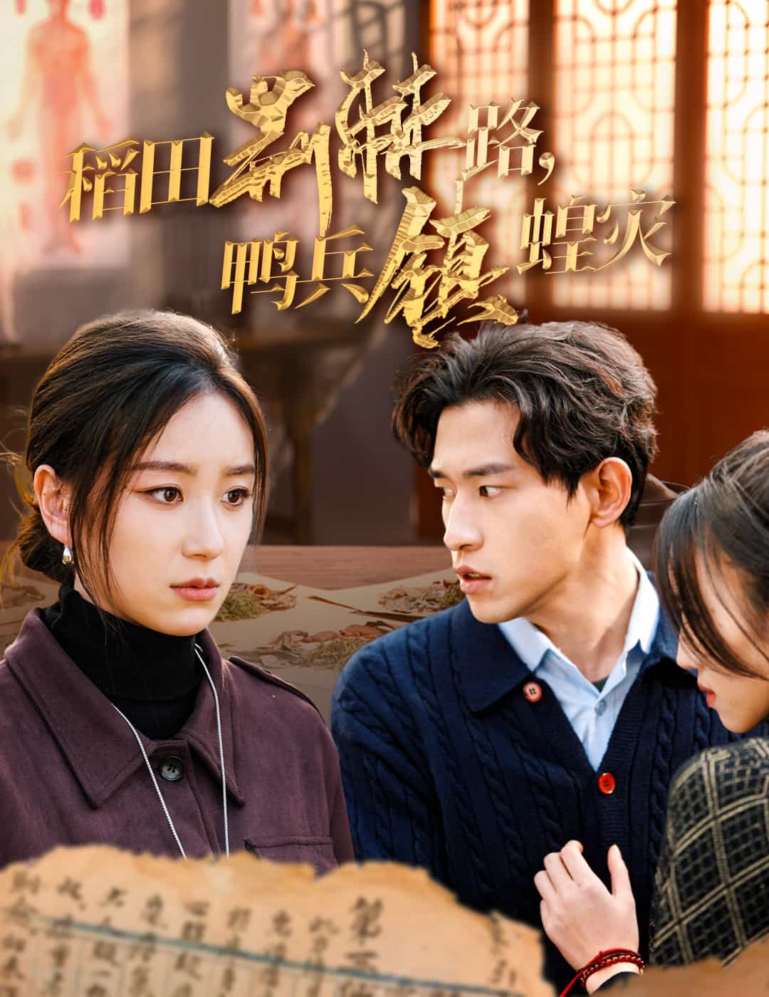 稻田荆棘路鸭兵镇蝗灾海报